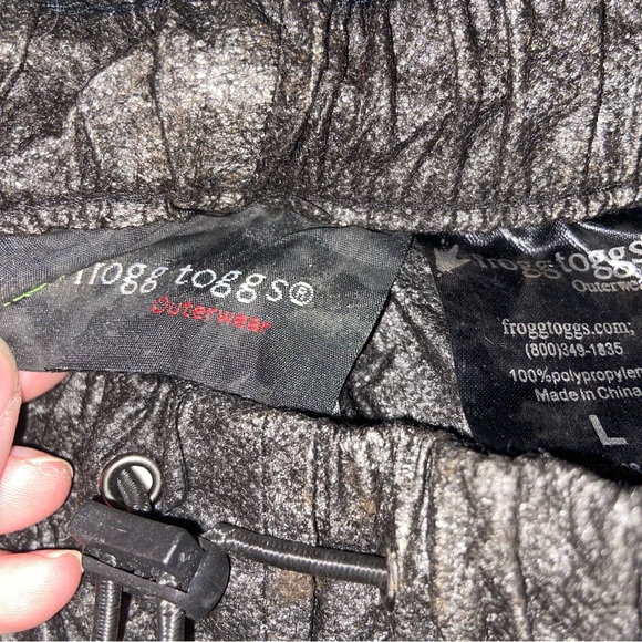 Froggtoggs Outerwear Rain Pants Mens Large Gray Black Pull on Drawstring Waist - Picture 10 of 11